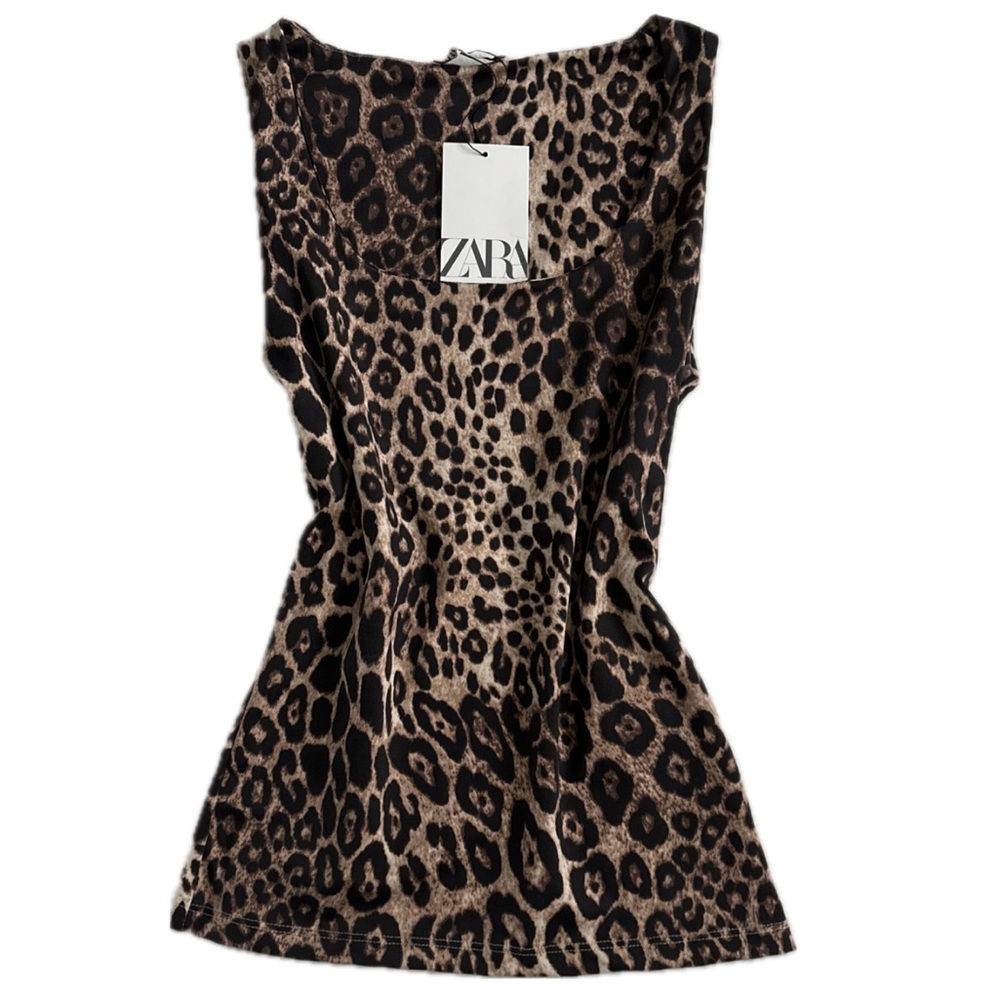 SOLD ZARA Fitted Leopard Print Tank Top